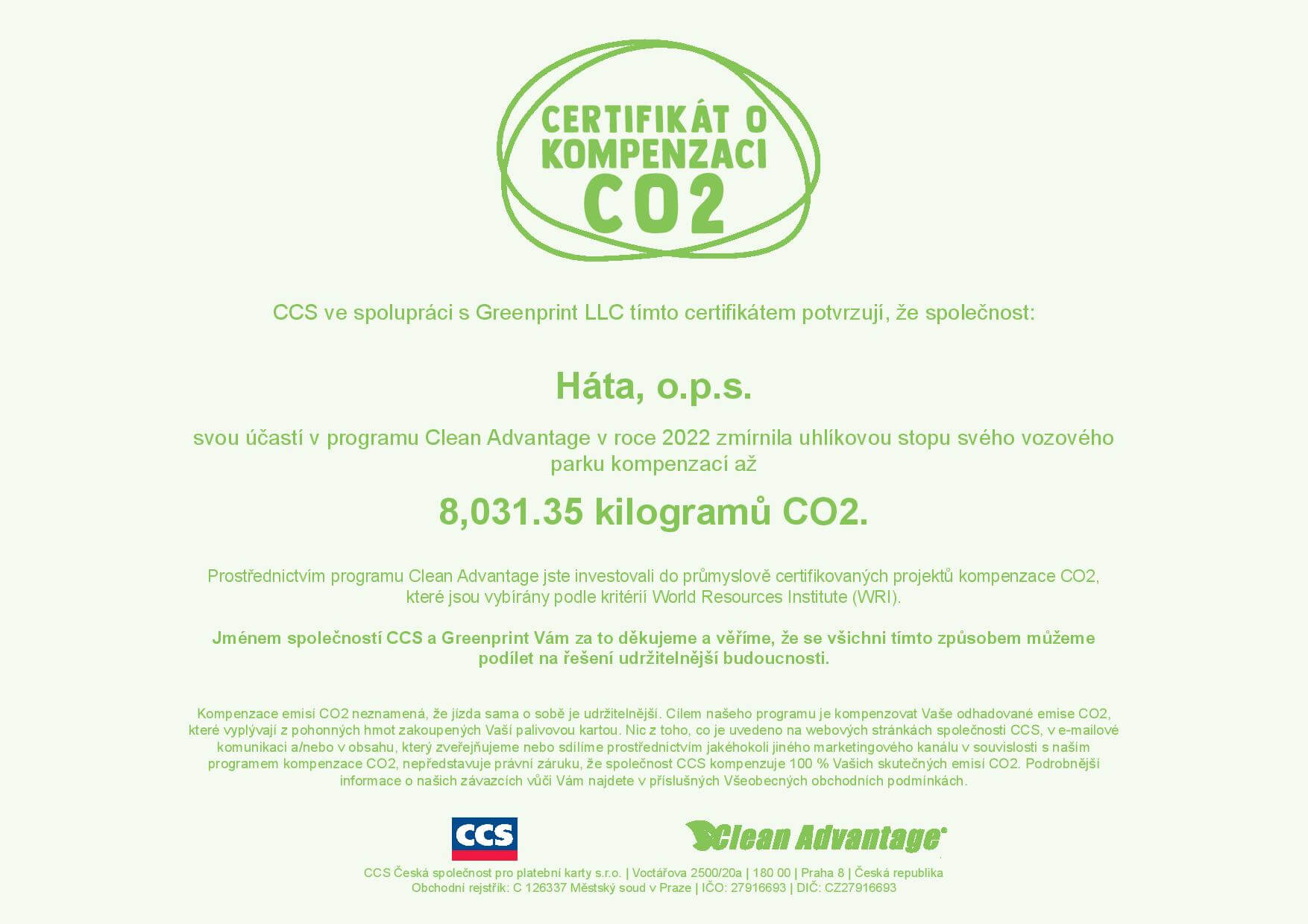 certifikát Clean Advantage® 2022