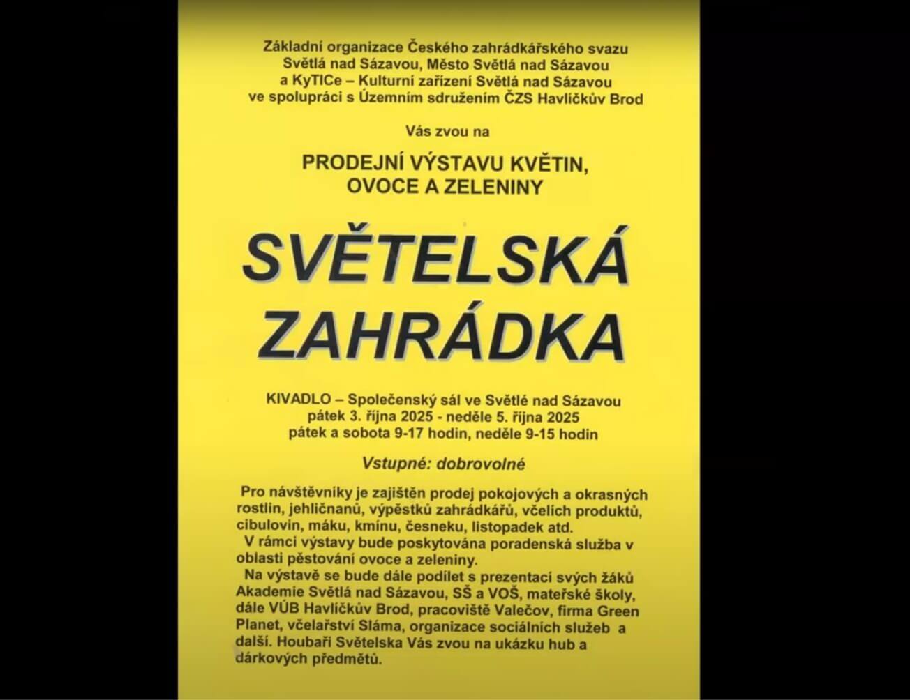 Světelská zahrádka 2025 3.-5.10.